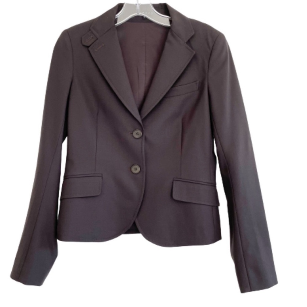 Theory Brown Cropped Wool Blend Blazer 6
